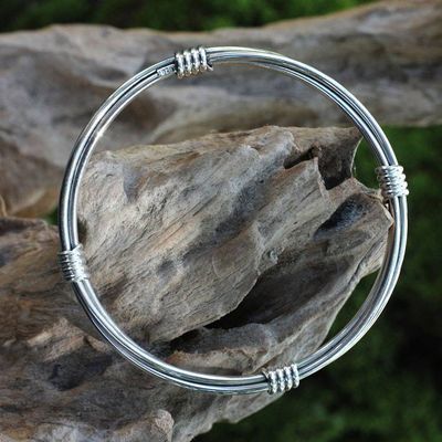 Primary image for Modern Balinese Handcrafted Sterling Silver Bangle Bracelet In Unity