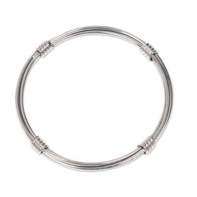 Alternate image for Modern Balinese Handcrafted Sterling Silver Bangle Bracelet In Unity