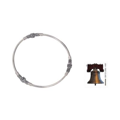 Alternate image for Artisan Crafted Sterling Silver Bangles Pair Kintamani Moon