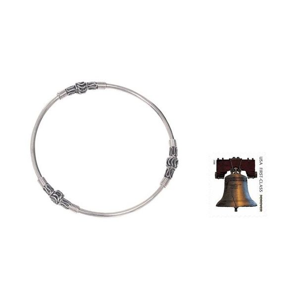 Alternate image for Artisan Crafted Sterling Silver Bangles Pair Kintamani Moon
