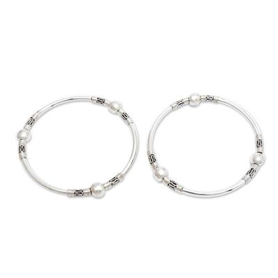 Alternate image for Sterling Silver Bangle Bracelets from Indonesia Pair Ubud Moons