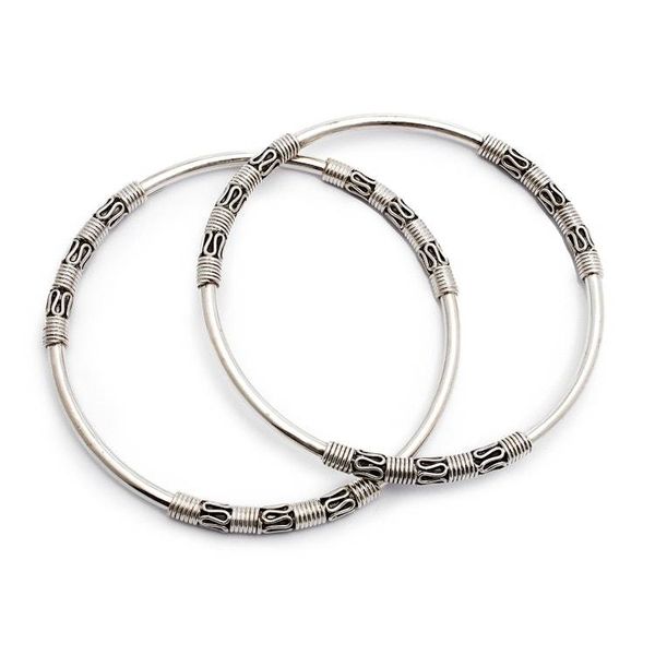 Alternate image for Artisan Crafted Sterling Silver Bangle Bracelets Pair Secrets