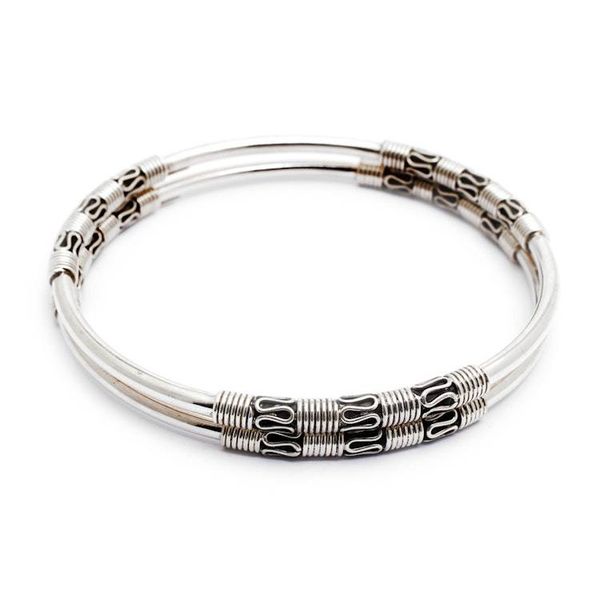 Alternate image for Artisan Crafted Sterling Silver Bangle Bracelets Pair Secrets