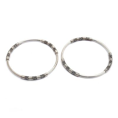 Alternate image for Artisan Crafted Sterling Silver Bangle Bracelets Pair Secrets