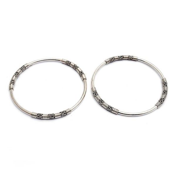 Alternate image for Artisan Crafted Sterling Silver Bangle Bracelets Pair Secrets