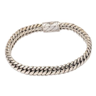 Alternate image for Mens Handmade Sterling Silver Chain Bracelet Brave Man
