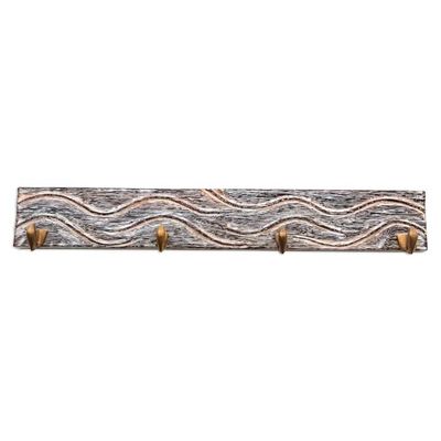 Alternate image for Black Teak Wood Coat Rack Hanger Crafted in Bali Beach Waves in Black