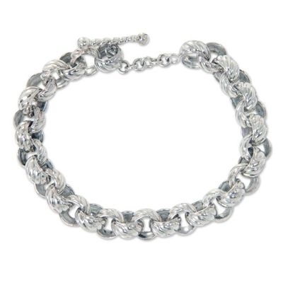 Alternate image for Patterned Sterling Silver Artisan Crafted Bracelet from Bali New Paths