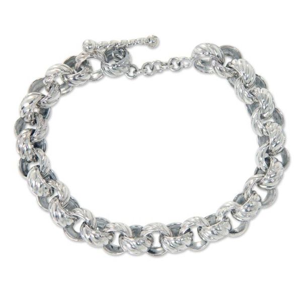 Alternate image for Patterned Sterling Silver Artisan Crafted Bracelet from Bali New Paths