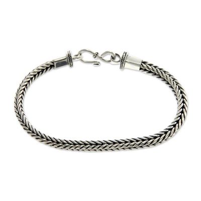 Alternate image for Handmade Balinese Sterling Silver Unisex Bracelet Dragon Bone