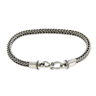 Alternate image for Handmade Balinese Sterling Silver Unisex Bracelet Dragon Bone