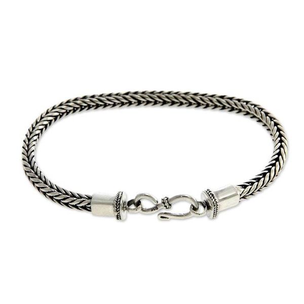 Alternate image for Handmade Balinese Sterling Silver Unisex Bracelet Dragon Bone