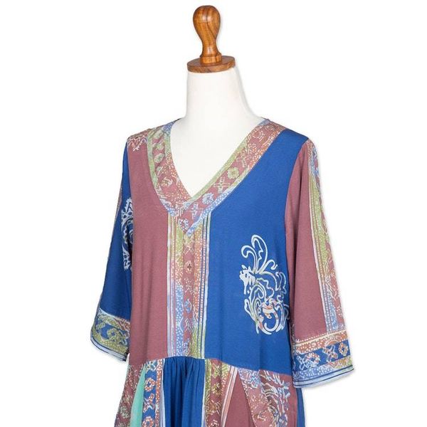 Alternate image for Multicolored Batik Dress from Bali Pandawa Sunset