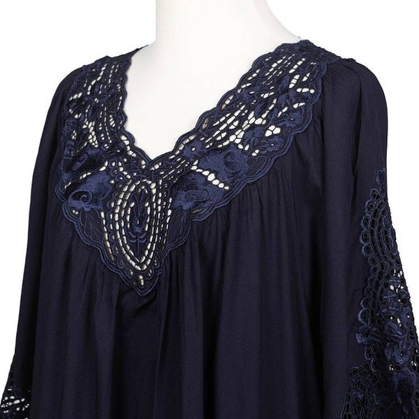 Alternate image for Rayon Dress with Floral and Medallion Embroidered Details Midnight Blue Medallion