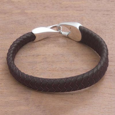 Primary image for Leather Braided Wristband Bracelet in Brown from Bali Bold Claw in Brown