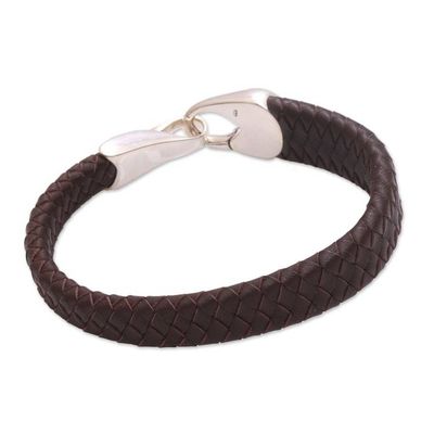 Alternate image for Leather Braided Wristband Bracelet in Brown from Bali Bold Claw in Brown