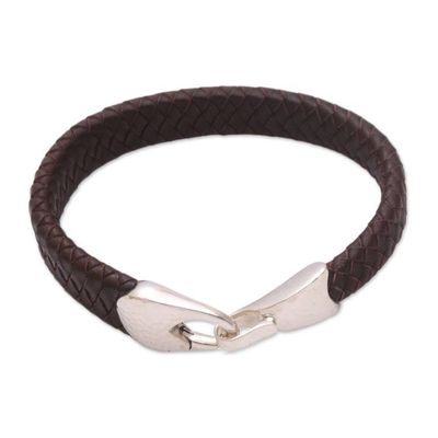 Alternate image for Leather Braided Wristband Bracelet in Brown from Bali Bold Claw in Brown