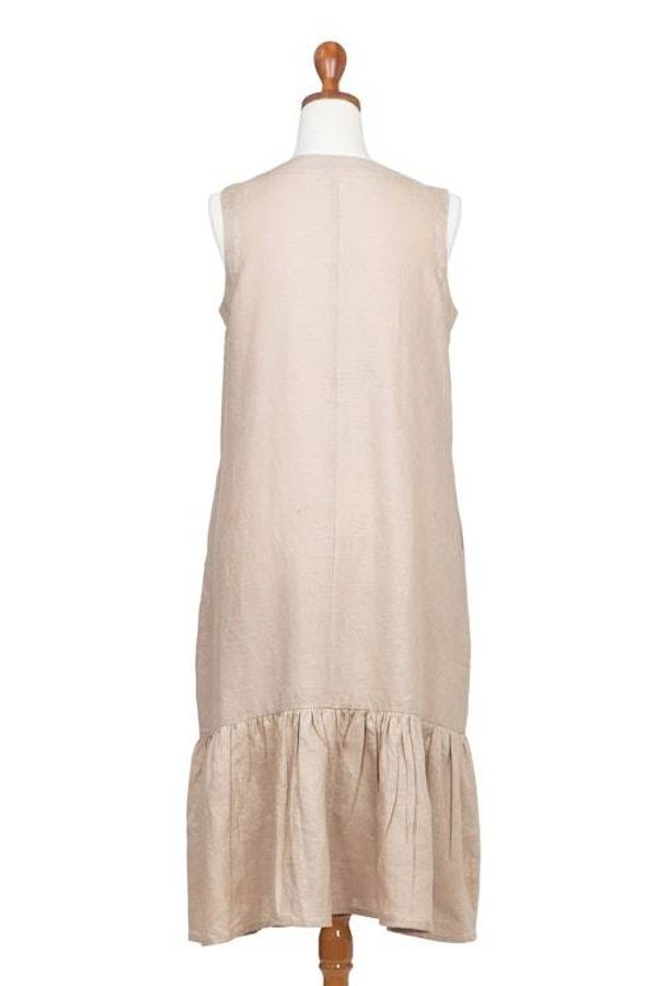 Alternate image for Handmade Taupe Linen Sleeveless Ruffle Sundress from Bali Breeze Wave