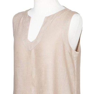 Alternate image for Handmade Taupe Linen Sleeveless Ruffle Sundress from Bali Breeze Wave