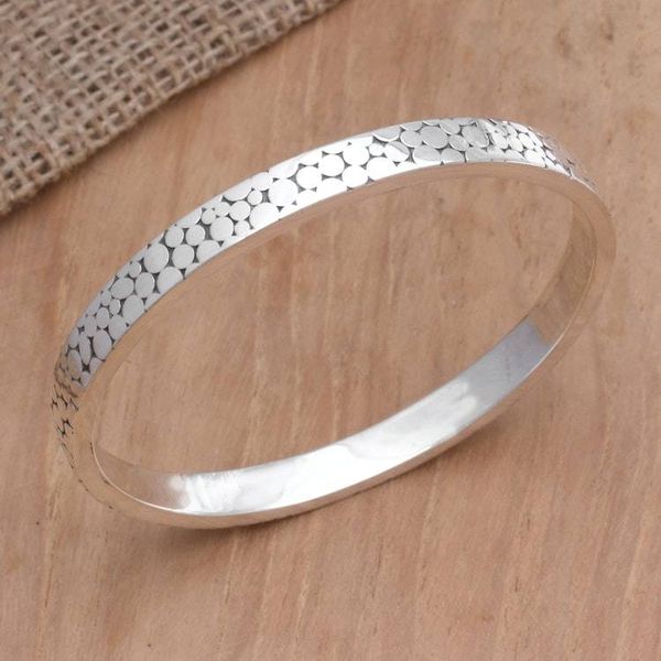 Alternate image for Indonesian Sterling Silver Bangle Bracelet Fortune