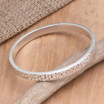 Alternate image for Indonesian Sterling Silver Bangle Bracelet Fortune
