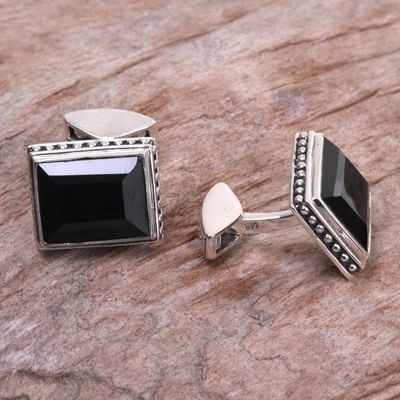 Alternate image for Onyx cufflinks Solemn Elegance