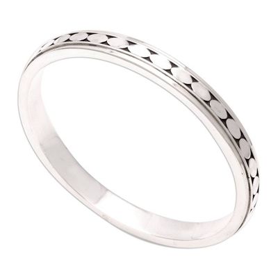 Alternate image for Artisan Crafted Sterling Silver Bangle Bracelet Shining Coins