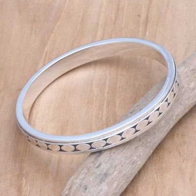 Alternate image for Artisan Crafted Sterling Silver Bangle Bracelet Shining Coins