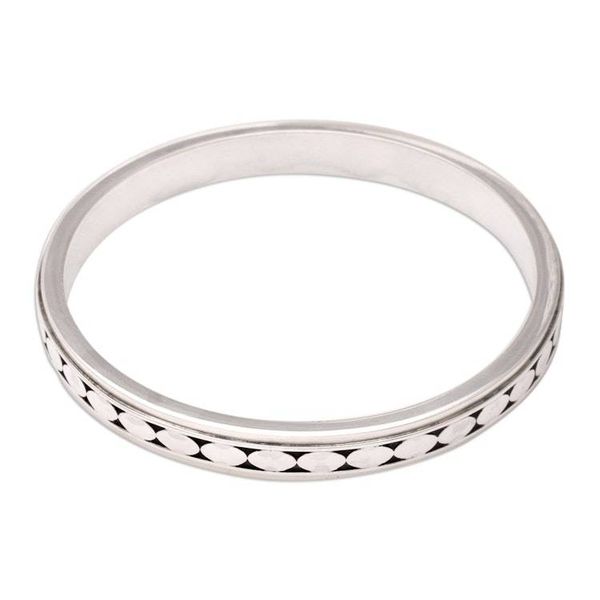 Alternate image for Artisan Crafted Sterling Silver Bangle Bracelet Shining Coins