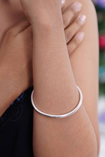 Alternate image for Unique Sterling Silver Bangle Bracelet Moon Glow