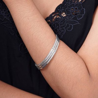 Alternate image for Sterling Silver Bangle Bracelets Set of 3 Moon Silver