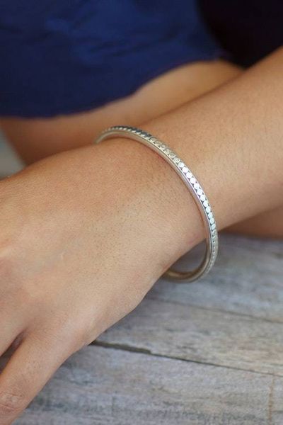 Alternate image for Sterling Silver Bangle Bracelet Moon Silver