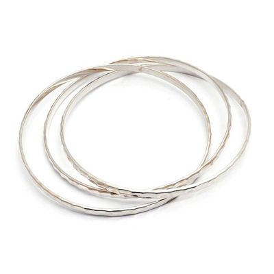 Alternate image for Balinese Womens Sterling Silver Bangle Bracelet Sterling Circles
