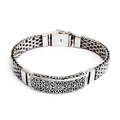 Alternate image for Sterling Silver Unisex Pendant Bracelet from Indonesia Bold Bali