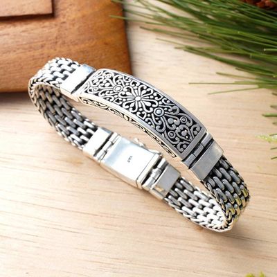Alternate image for Sterling Silver Unisex Pendant Bracelet from Indonesia Bold Bali
