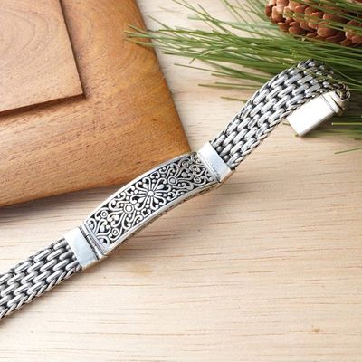 Alternate image for Sterling Silver Unisex Pendant Bracelet from Indonesia Bold Bali