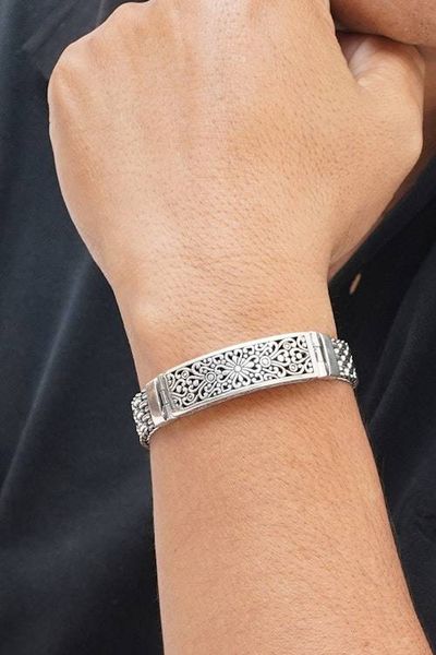Alternate image for Sterling Silver Unisex Pendant Bracelet from Indonesia Bold Bali