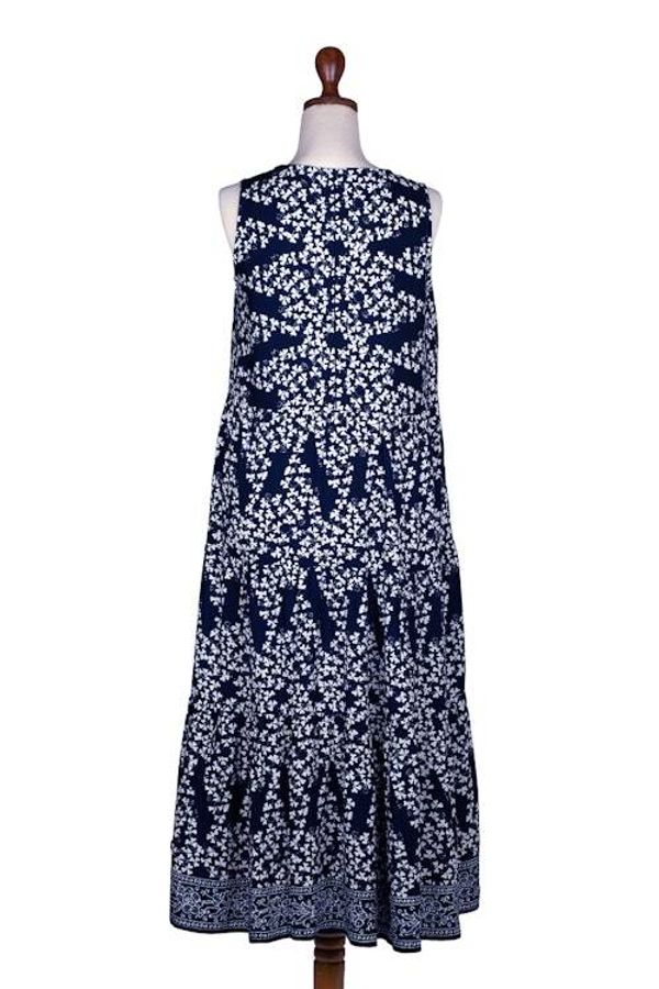 Alternate image for Clover-Themed Batik Midnight and White Rayon Tiered Sundress Lucky Midnight