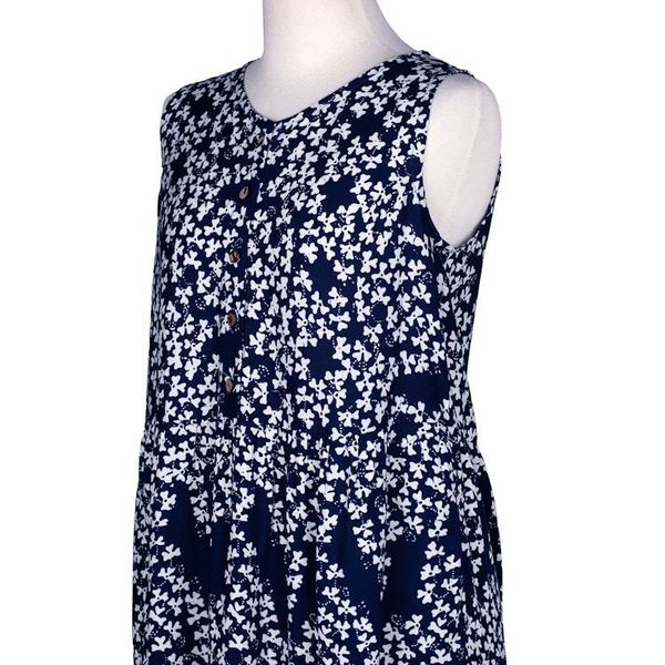 Alternate image for Clover-Themed Batik Midnight and White Rayon Tiered Sundress Lucky Midnight