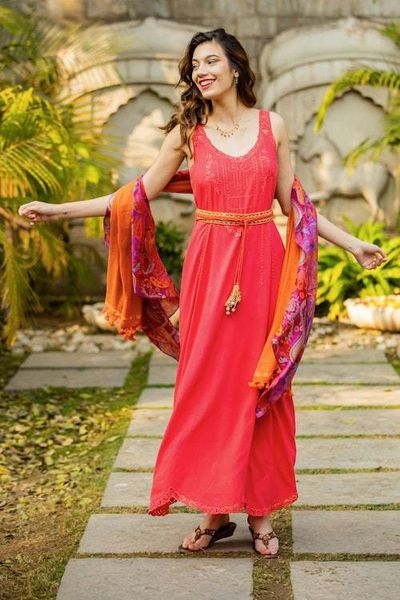 Alternate image for Hand-Embroidered Rayon Sundress in Poppy Red from Bali Summer Breeze in Poppy