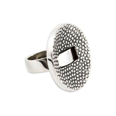 Alternate image for Textured Silver Handmade Ring Modern Dots