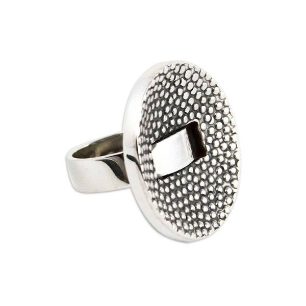 Alternate image for Textured Silver Handmade Ring Modern Dots