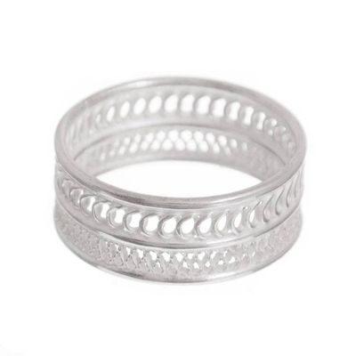 Alternate image for Patterned Sterling Silver Filigree Band Ring from Peru Attractive Form