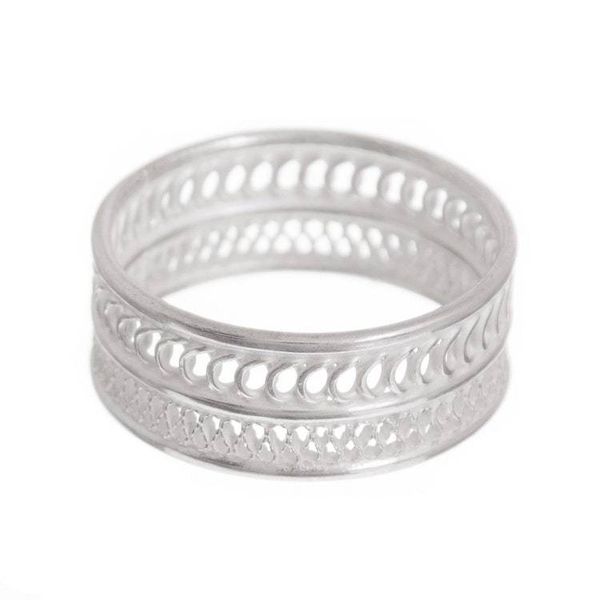 Alternate image for Patterned Sterling Silver Filigree Band Ring from Peru Attractive Form