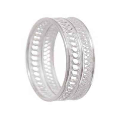 Alternate image for Patterned Sterling Silver Filigree Band Ring from Peru Attractive Form