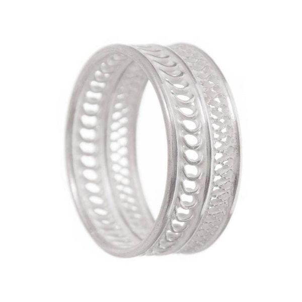 Alternate image for Patterned Sterling Silver Filigree Band Ring from Peru Attractive Form