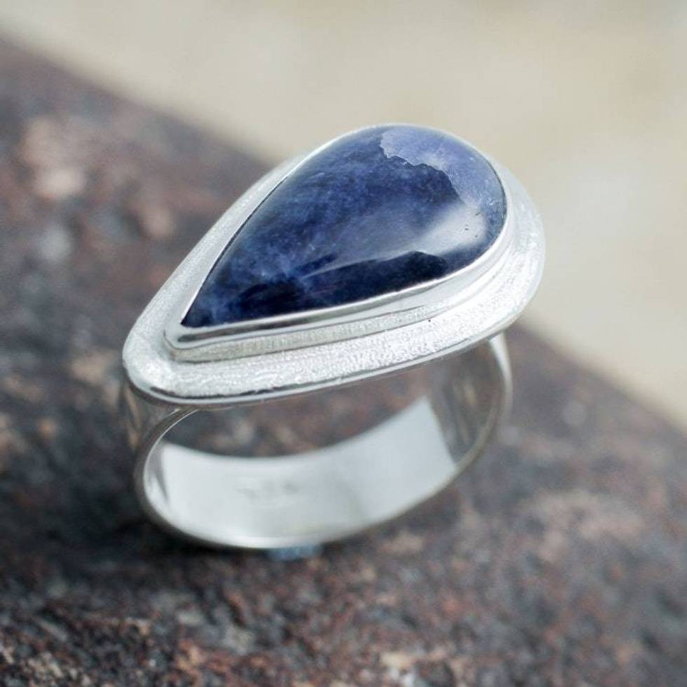Hand Crafted Sterling Silver and Sodalite Cocktail Ring 'Gift of Life'