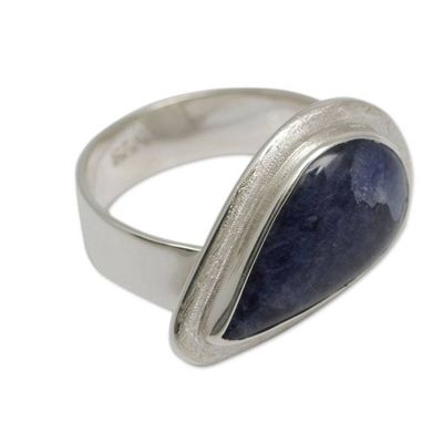 Alternate image for Hand Crafted Sterling Silver and Sodalite Cocktail Ring Gift of Life
