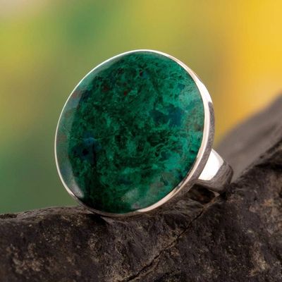 Alternate image for Chrysocolla and Sterling Silver Ring Peru Planet