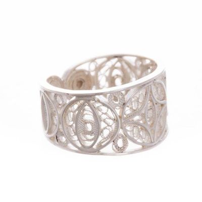 Alternate image for Sterling Silver Filigree Band Ring from Peru Lunar Effect